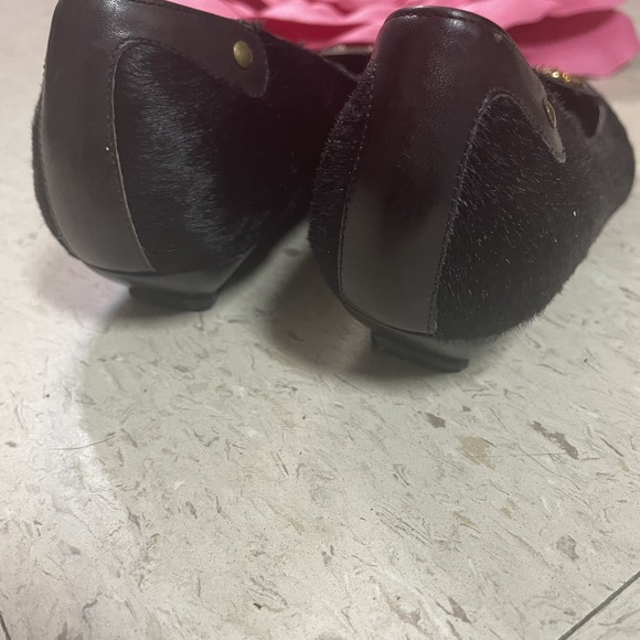 J VINCENT Brown Calf Hair Leather Embellished Flats Womens Size 6 - Picture 12 of 15